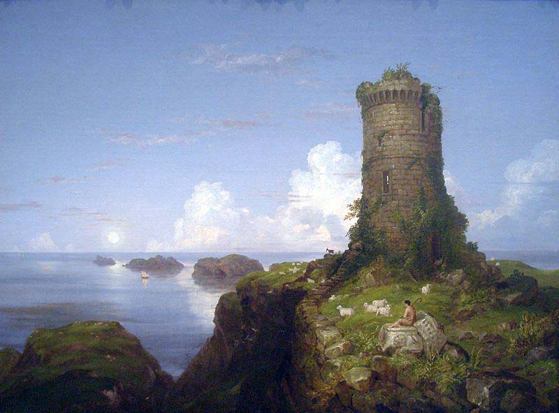 Italian Coast Scene with Ruined Tower